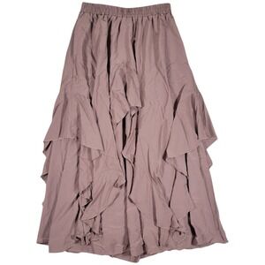 Scarlet Darkness Skirt Womens M Brown Renaissance Pirate Ruffle Hem Steampunk